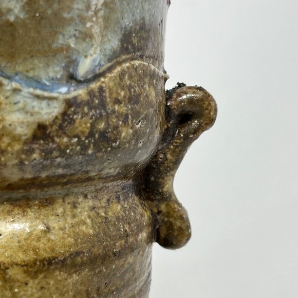 Ironstone Vase Hand Thrown Pottery Double Handle Unmarked 10.25" Tall - Picture 7 of 16